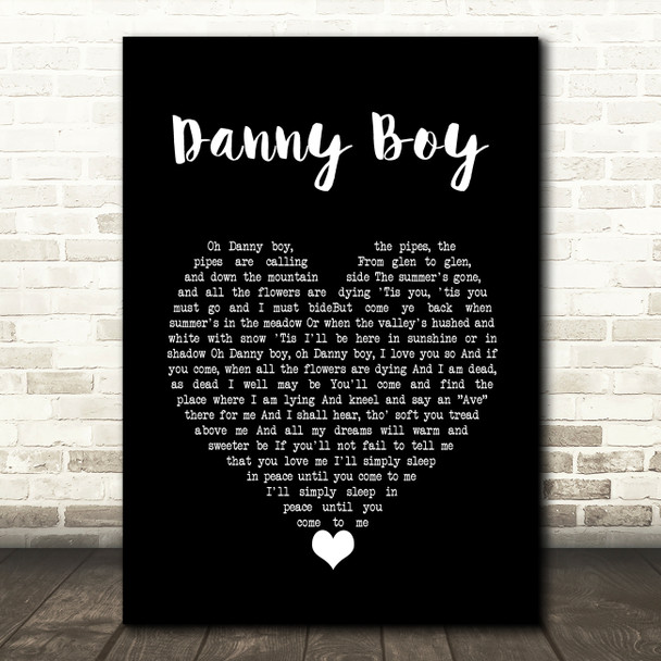 Frederic Weatherly Danny Boy Black Heart Song Lyric Wall Art Print