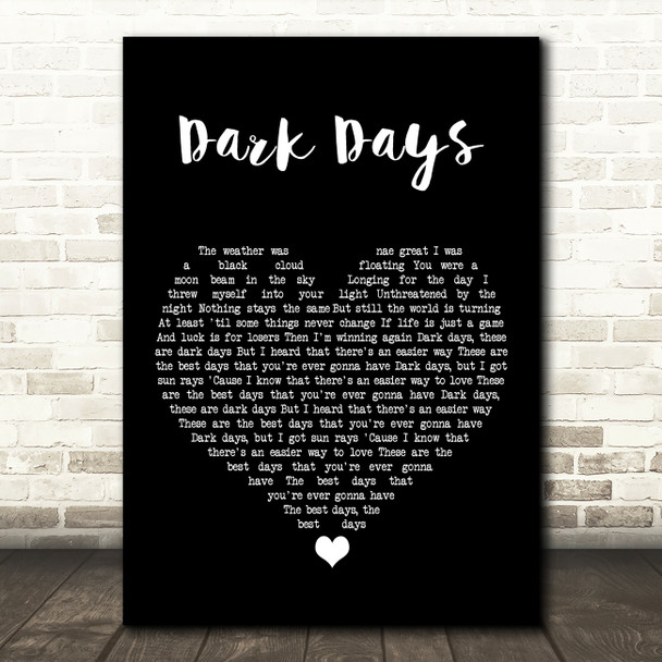 Gerry Cinnamon Dark Days Black Heart Song Lyric Wall Art Print