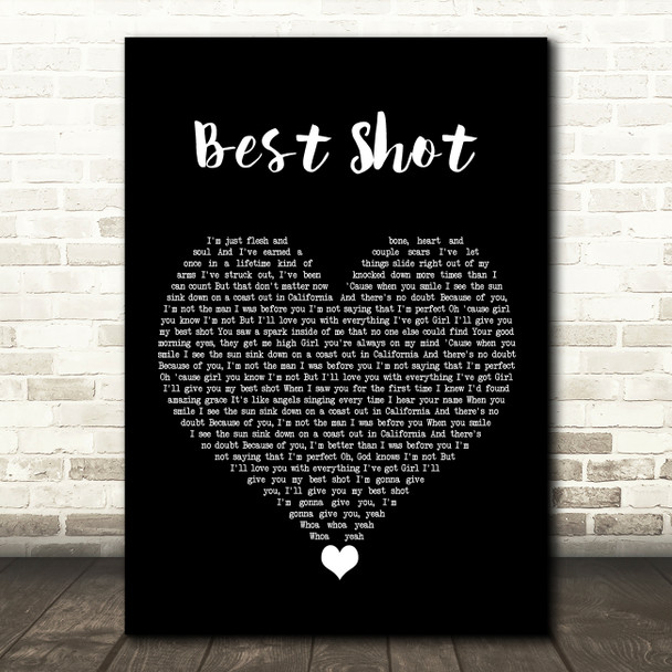 Jimmie Allen Best Shot Black Heart Song Lyric Wall Art Print