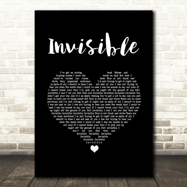 Linkin Park Invisible Black Heart Song Lyric Wall Art Print