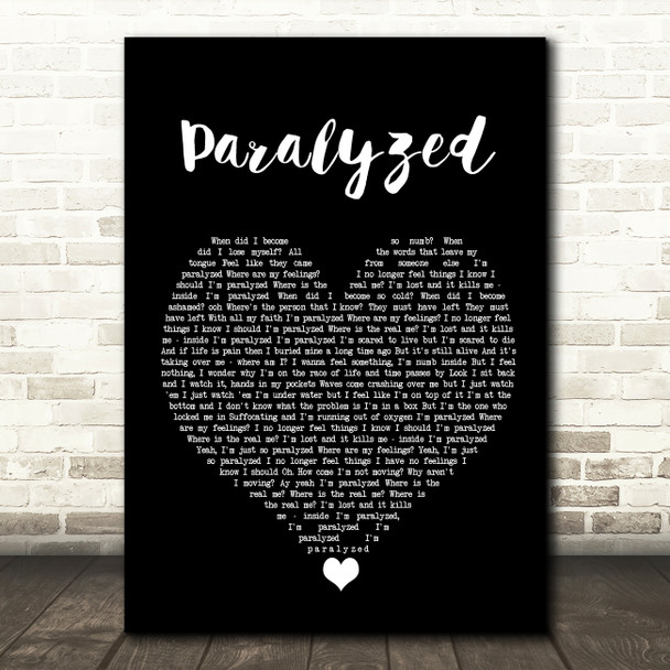 NF Paralyzed Black Heart Song Lyric Wall Art Print