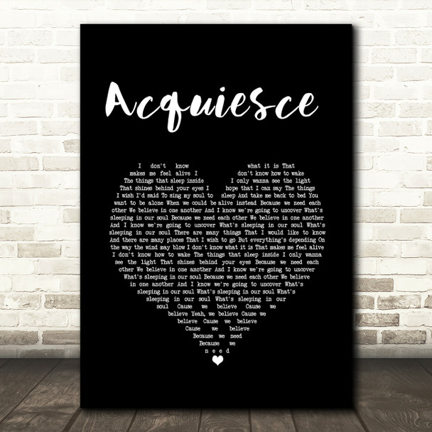 Oasis Acquiesce Black Heart Song Lyric Wall Art Print