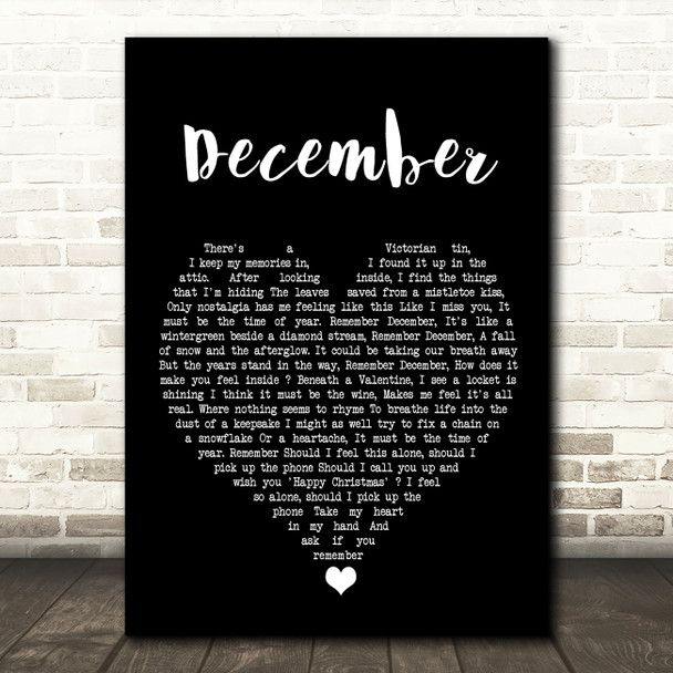 All About Eve December Black Heart Song Lyric Wall Art Print