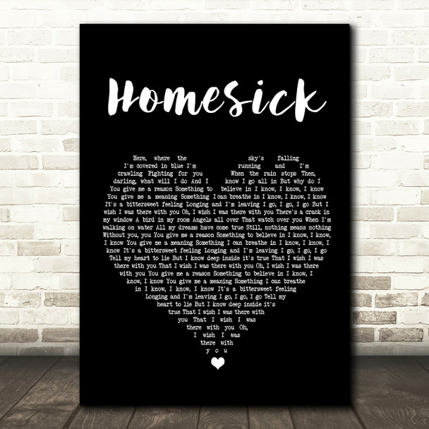 Dua Lipa Homesick Black Heart Song Lyric Wall Art Print