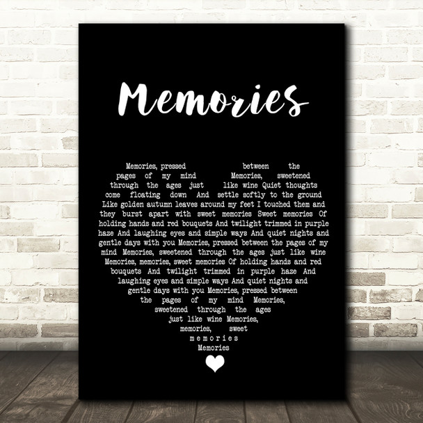 Elvis Presley Memories Black Heart Song Lyric Wall Art Print