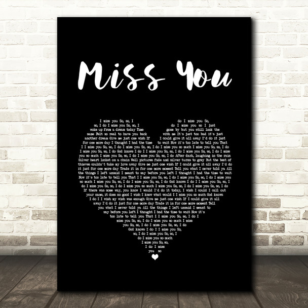Nickelback Miss You Black Heart Song Lyric Wall Art Print