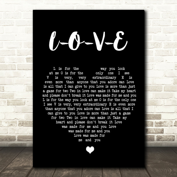 Frank Sinatra L-O-V-E Black Heart Song Lyric Wall Art Print