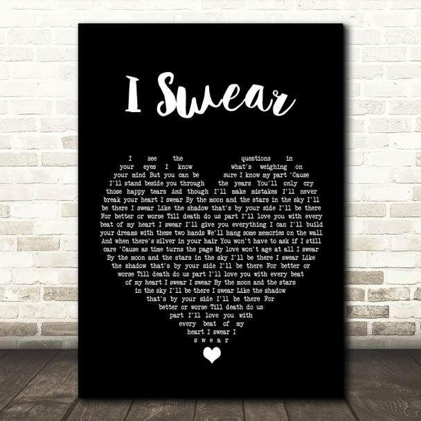 John Michael Montgomery I Swear Black Heart Song Lyric Wall Art Print