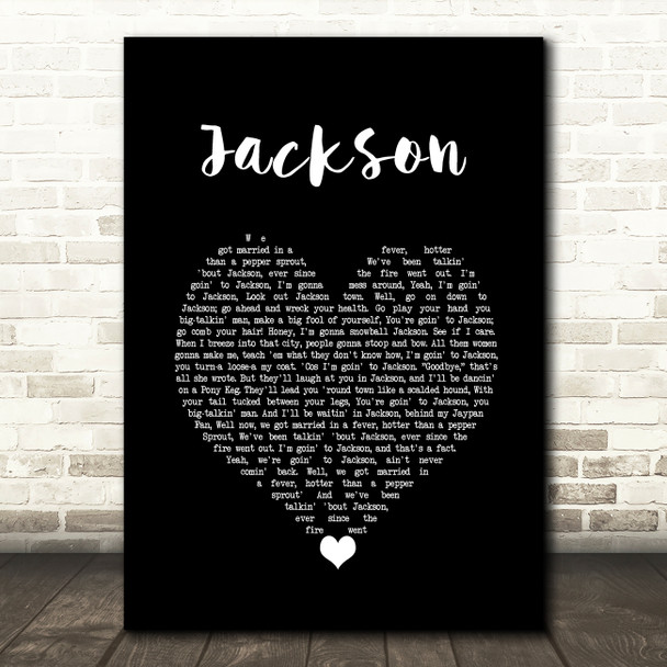Johnny Cash Jackson Black Heart Song Lyric Wall Art Print