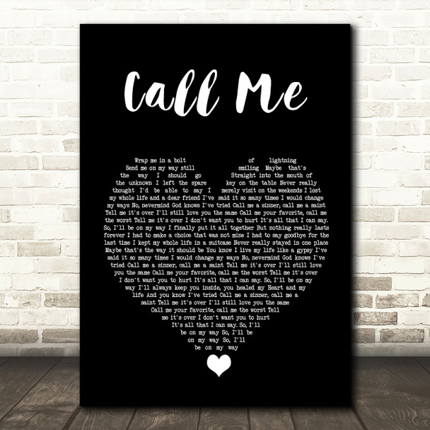 Shinedown Call Me Black Heart Song Lyric Wall Art Print