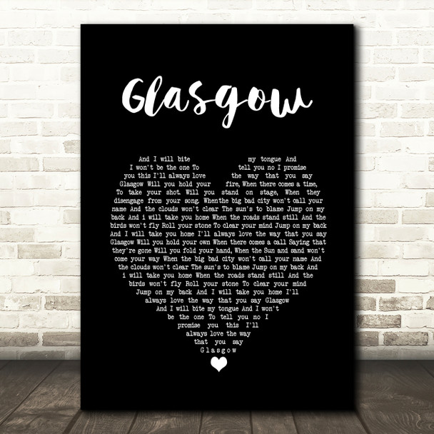 The Snuts Glasgow Black Heart Song Lyric Wall Art Print