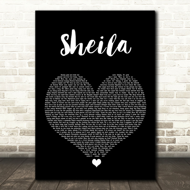 Jamie T Sheila Black Heart Song Lyric Wall Art Print