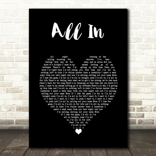 Lifehouse All In Black Heart Song Lyric Wall Art Print