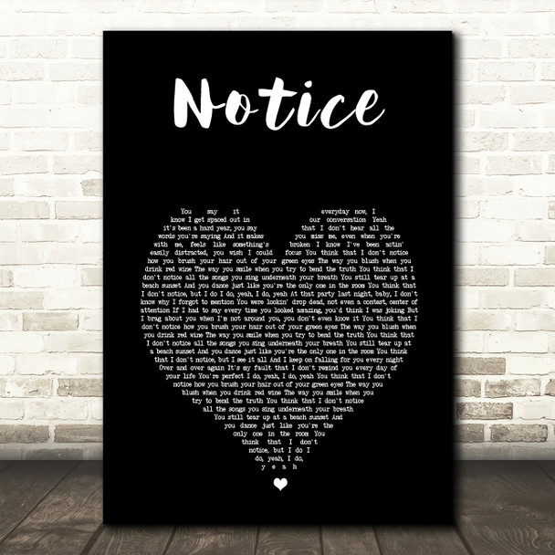 Thomas Rhett Notice Black Heart Song Lyric Wall Art Print