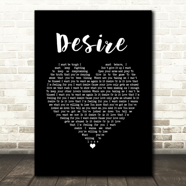 Years & Years Desire Black Heart Song Lyric Wall Art Print