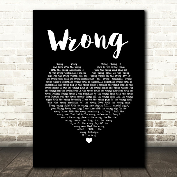Depeche Mode Wrong Black Heart Song Lyric Wall Art Print