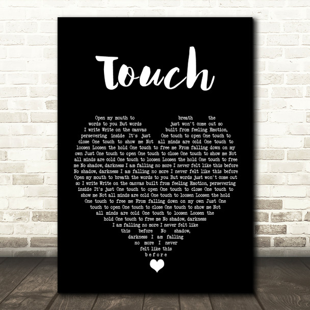 Hybrid Minds Touch Black Heart Song Lyric Wall Art Print