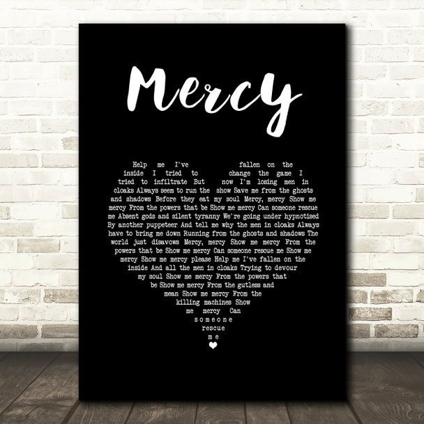 Muse Mercy Black Heart Song Lyric Wall Art Print