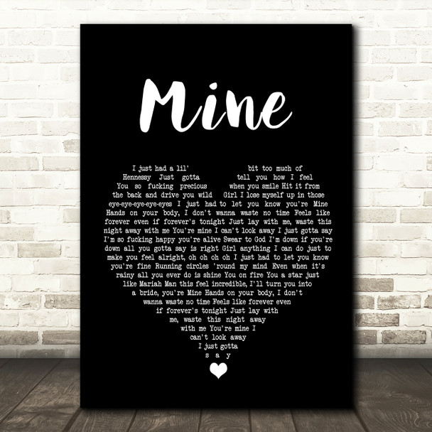 Bazzi Mine Black Heart Song Lyric Wall Art Print