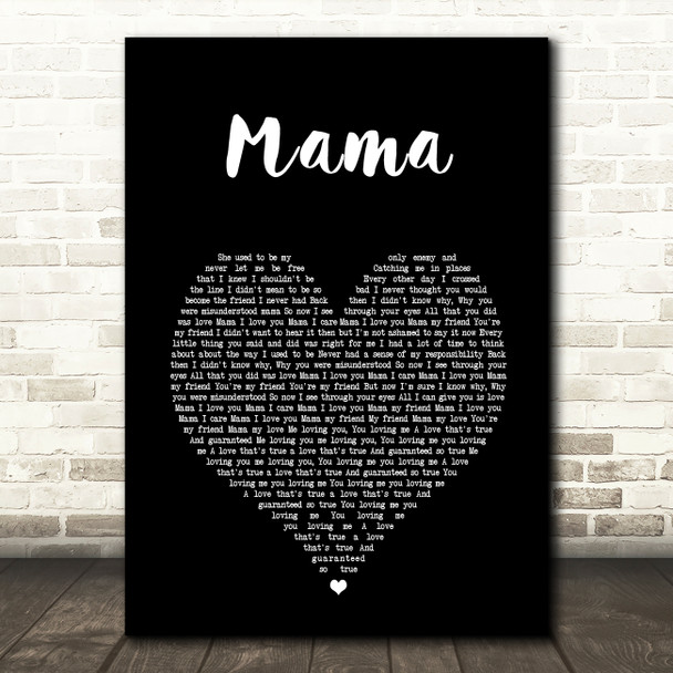 Spice Girls Mama Black Heart Song Lyric Wall Art Print