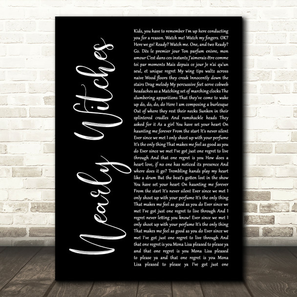 Panic! At The Disco Nearly Witches (Ever Since We Met...) Black Script Song Lyric Wall Art Print