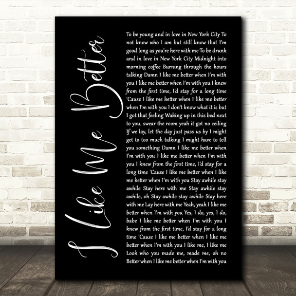 Lauv I Like Me Better Black Script Song Lyric Wall Art Print