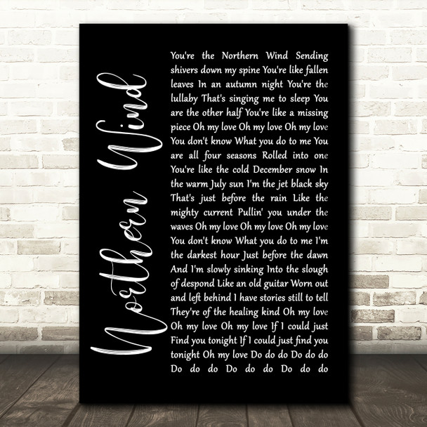 City And Colour Northern Wind Black Script Song Lyric Wall Art Print