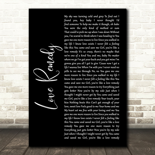 Roachford Love Remedy Black Script Song Lyric Wall Art Print