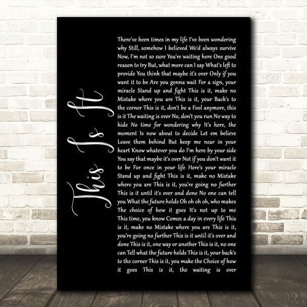 Michael McDonald This Is It Black Script Song Lyric Wall Art Print