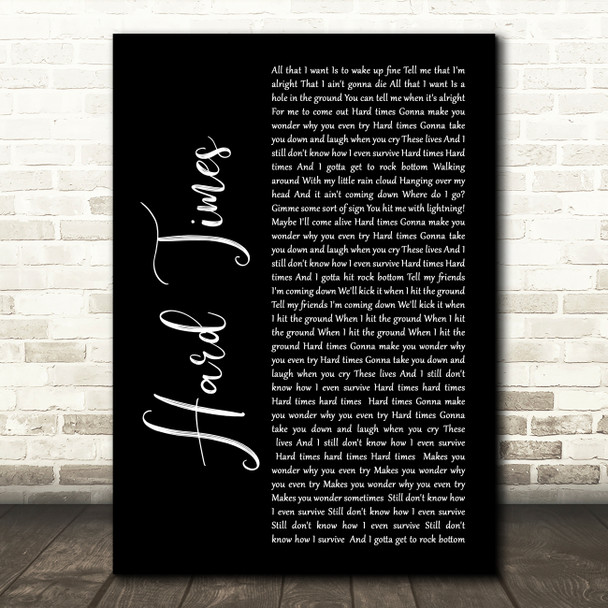 Paramore Hard Times Black Script Song Lyric Wall Art Print