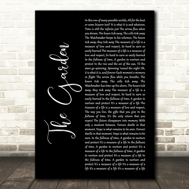 Rush The Garden Black Script Song Lyric Wall Art Print