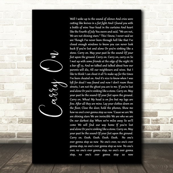 Fun Carry On Black Script Song Lyric Wall Art Print