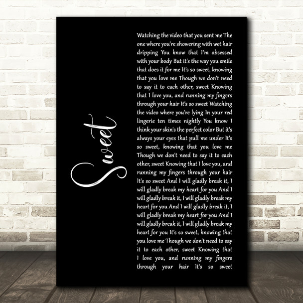 Cigarettes After Sex Sweet Black Script Song Lyric Wall Art Print