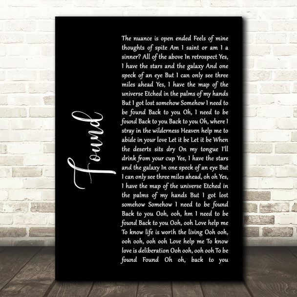 Toulouse Found Black Script Song Lyric Wall Art Print