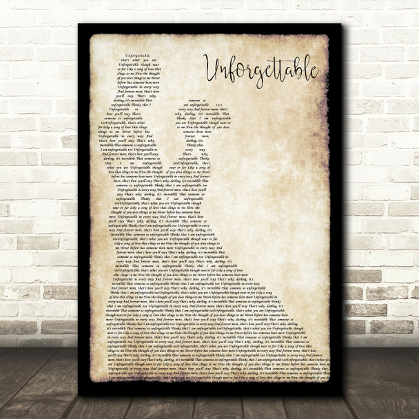 Nat King Cole Unforgettable Man Lady Dancing Song Lyric Wall Art Print