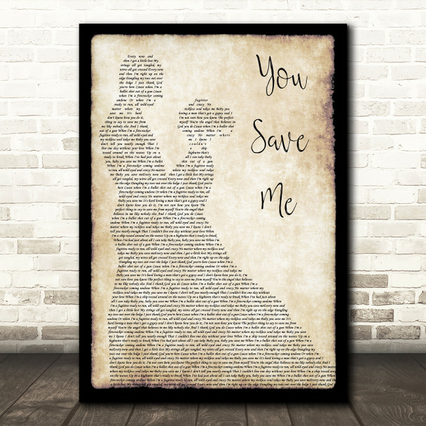 Kenny Chesney You Save Me Man Lady Dancing Song Lyric Wall Art Print