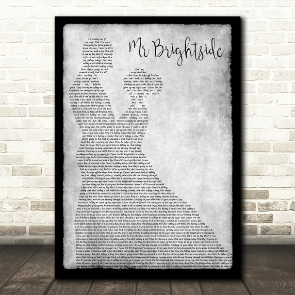 The Killers Mr Brightside Grey Man Lady Dancing Song Lyric Wall Art Print