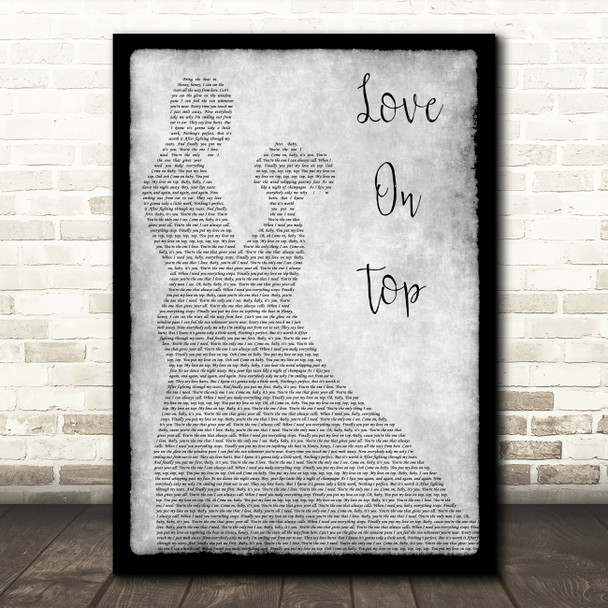 Beyonce Knowles Love On Top Grey Man Lady Dancing Song Lyric Wall Art Print