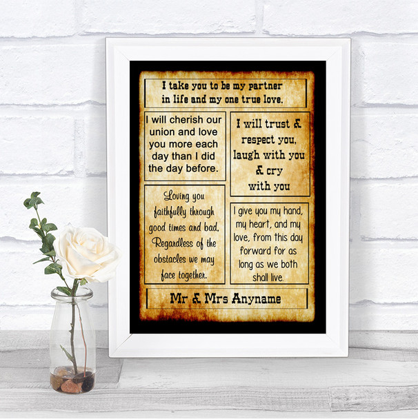 Western Romantic Vows Personalized Wedding Sign