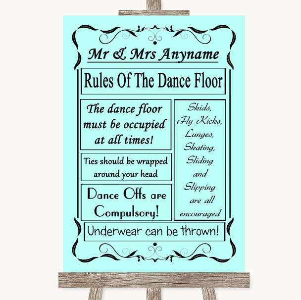 Aqua Rules Of The Dance Floor Personalized Wedding Sign Aqua Rules Of The Dance Floor Personalized Wedding Sign