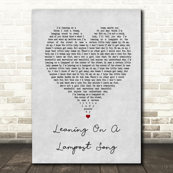 George Formby Leaning On A Lampost Song Grey Heart Song Lyric Wall Art Print