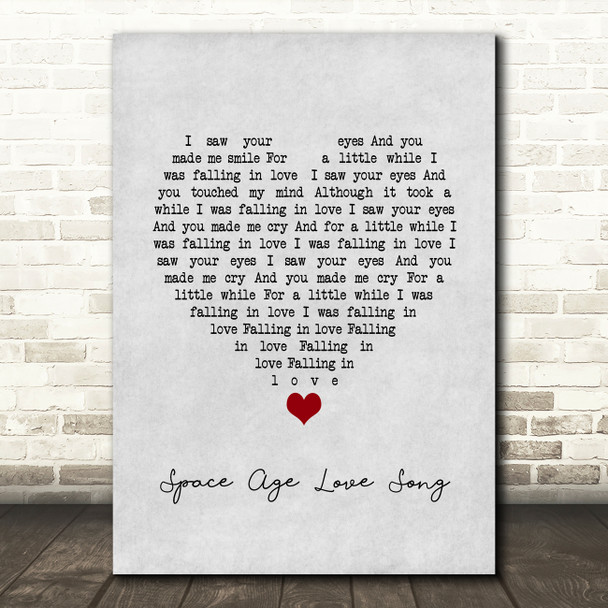 A Flock Of Seagulls Space Age Love Song Grey Heart Song Lyric Wall Art Print