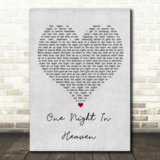 M People One Night in Heaven Grey Heart Song Lyric Wall Art Print