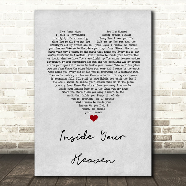 Carrie Underwood Inside Your Heaven Grey Heart Song Lyric Wall Art Print