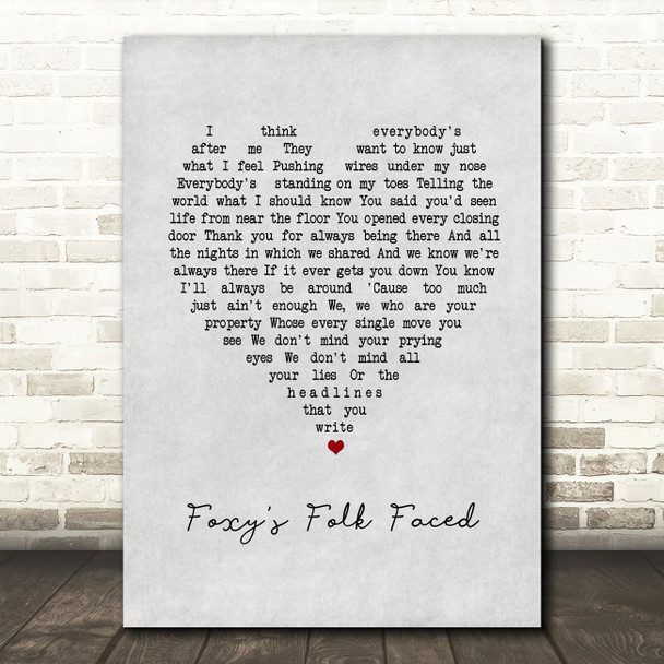 Ocean Colour Scene Foxy's Folk Faced Grey Heart Song Lyric Wall Art Print