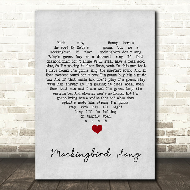 Katie Melua Mockingbird Song Grey Heart Song Lyric Wall Art Print