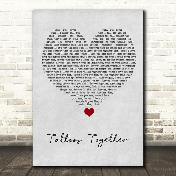 Lauv Tattoos Together Grey Heart Song Lyric Wall Art Print