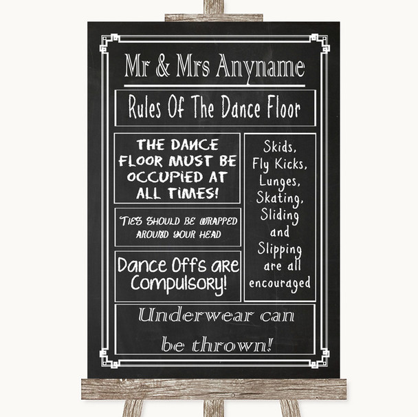 Chalk Style Rules Of The Dancefloor Personalized Wedding Sign