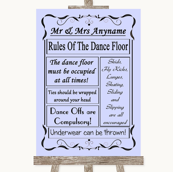 Lilac Rules Of The Dancefloor Personalized Wedding Sign