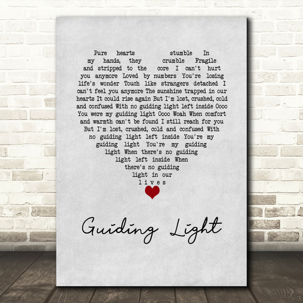 Muse Guiding Light Grey Heart Song Lyric Wall Art Print